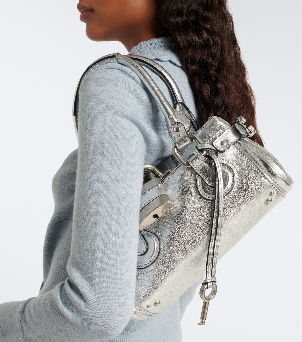 Chloé Paddington Small metallic leather shoulder bag