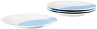 Misette White & Blue Colorblock Dinner Plate Set, 4 pcs