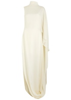 Stella Mccartney Draped Asymmetric Satin-crepe Gown Cream