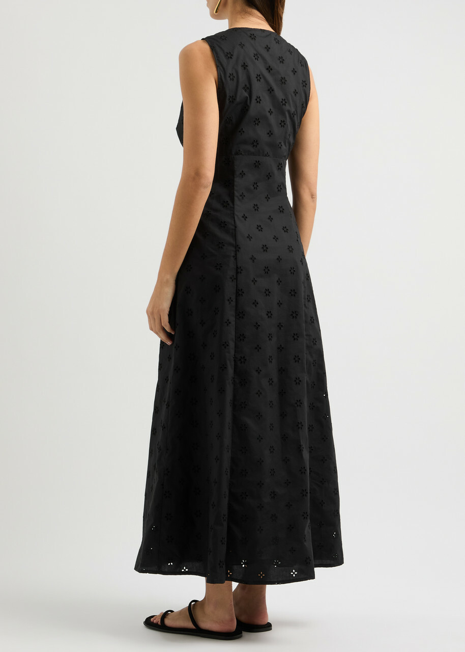 Matteau Broderie Anglaise Cotton Maxi Dress Black