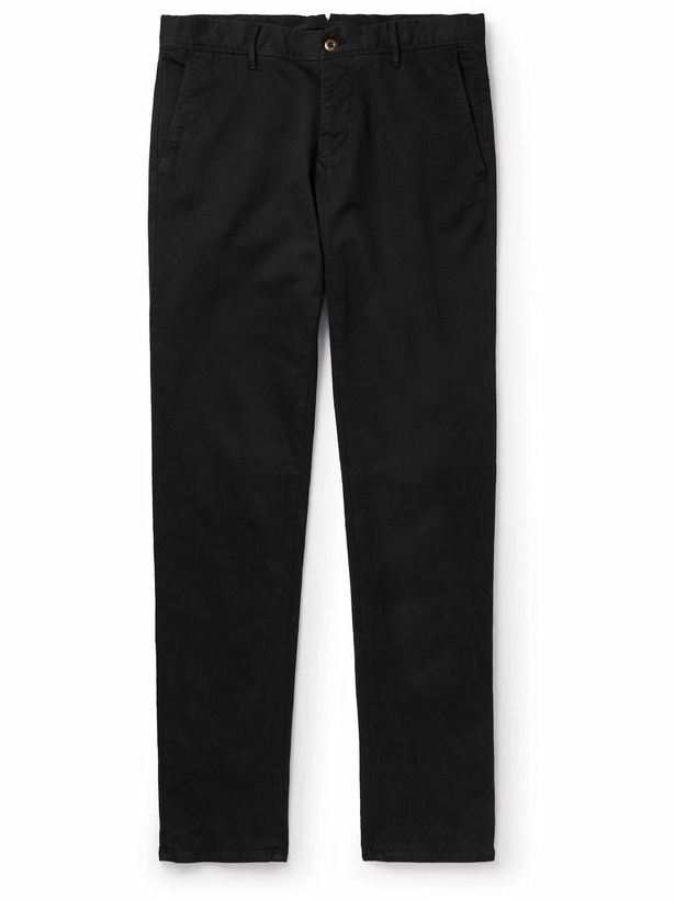 Photo: Incotex - Slim-Fit Stretch Cotton-Blend Trousers - Black