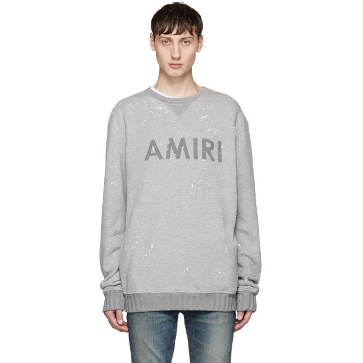 Photo: Amiri Grey Painted Logo Sweatshirt 