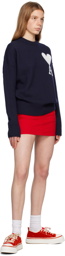 AMI Alexandre Mattiussi Red Five-Pocket Denim Miniskirt