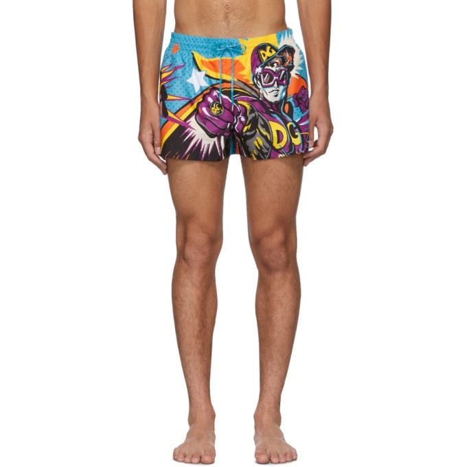 Photo: Dolce and Gabbana Multicolor Superhero King Swim Shorts