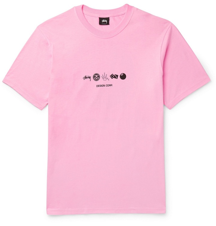 Photo: Stüssy - Printed Cotton-Jersey T-Shirt - Pink