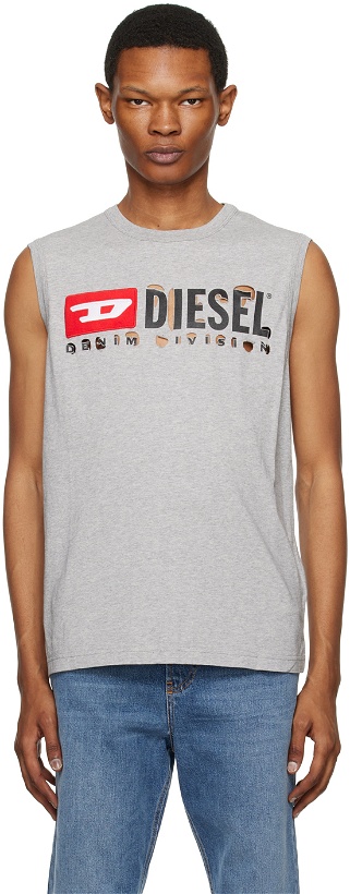 Photo: Diesel Gray T-Bisco-Divstroyed Tank Top
