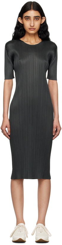 Photo: PLEATS PLEASE ISSEY MIYAKE Gray Monthly Colors May Midi Dress