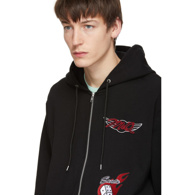 McQ Alexander McQueen Black Racing Patch Zip Hoodie McQ Alexander