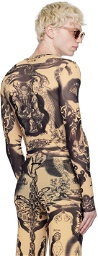 Jean Paul Gaultier Beige Printed Long Sleeve T-Shirt