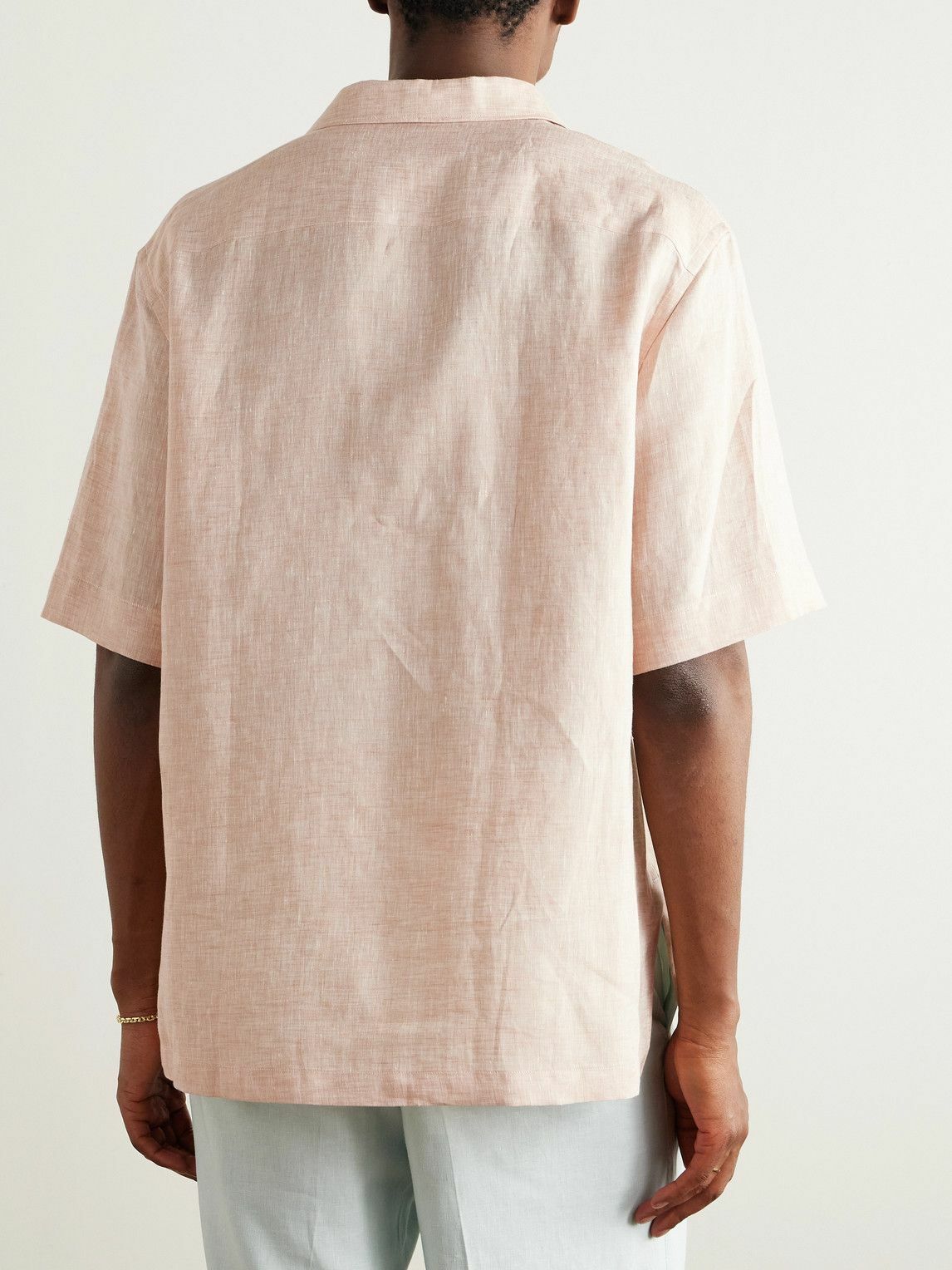 Loro Piana - Federico Camp-Collar Linen Shirt - Orange