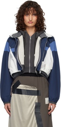 Maison MIHARA YASUHIRO Gray & Navy Triple Layered Nylon Zip-Up Jacket