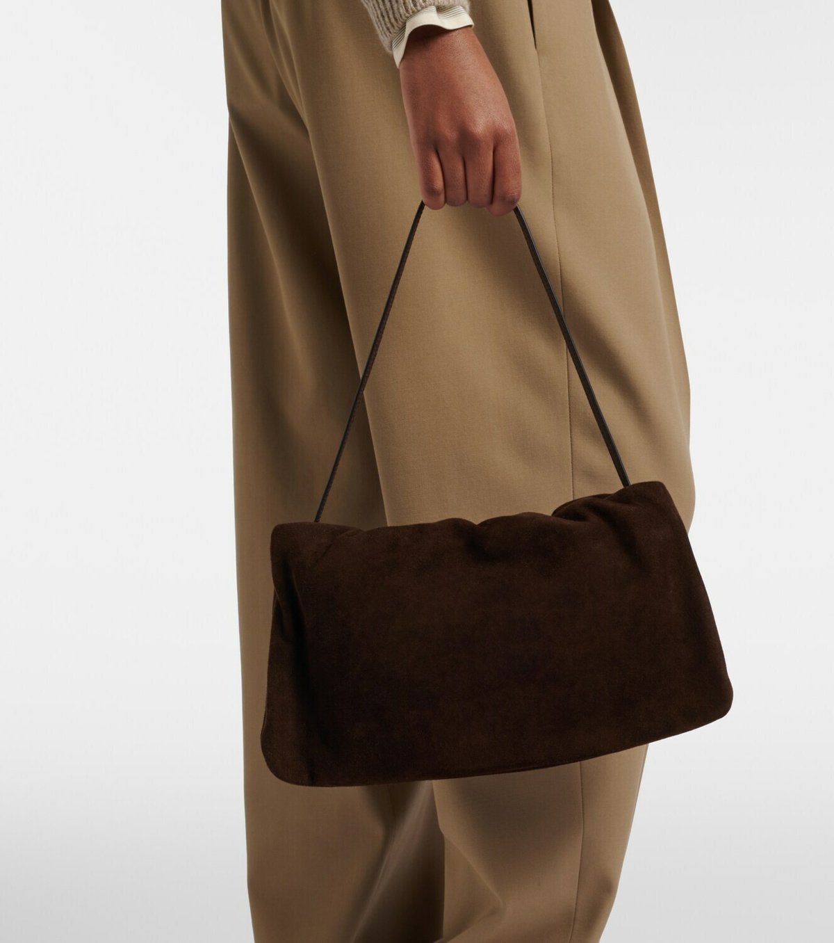 The Row Bourse Medium suede shoulder bag