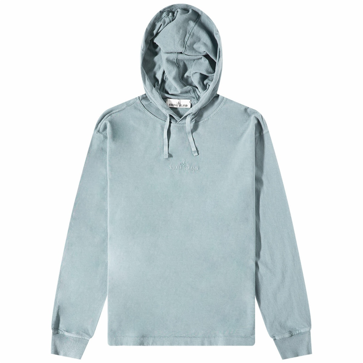 Photo: Stone Island Men's Embroidered Logo Lightweight Hoody in Sky Blue