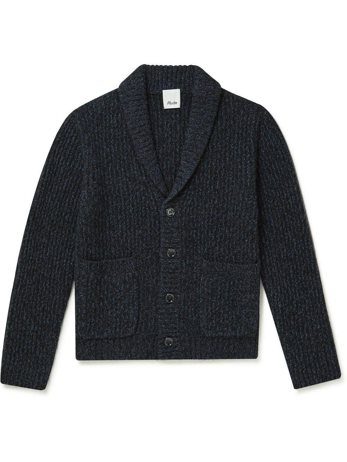 Photo: Allude - Shawl-Collar Ribbed Wool and Cashmere-Blend Cardigan - Blue