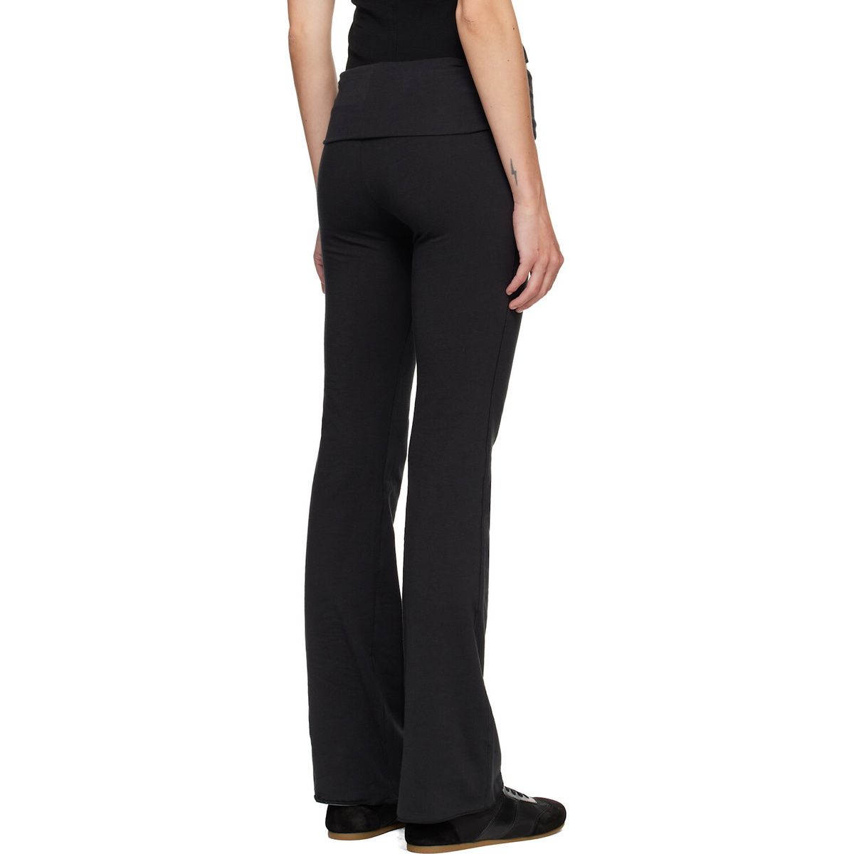 SKIMS Black Cotton Jersey Foldover Lounge Pants