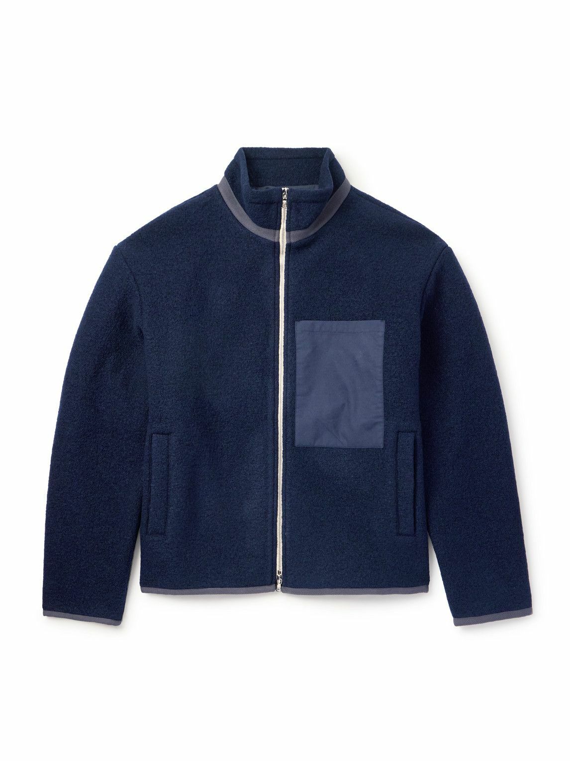 De Bonne Facture - Cotton-Trimmed Brushed-Wool Jacket - Blue