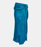 Simkhai Elisabetta draped satin midi skirt