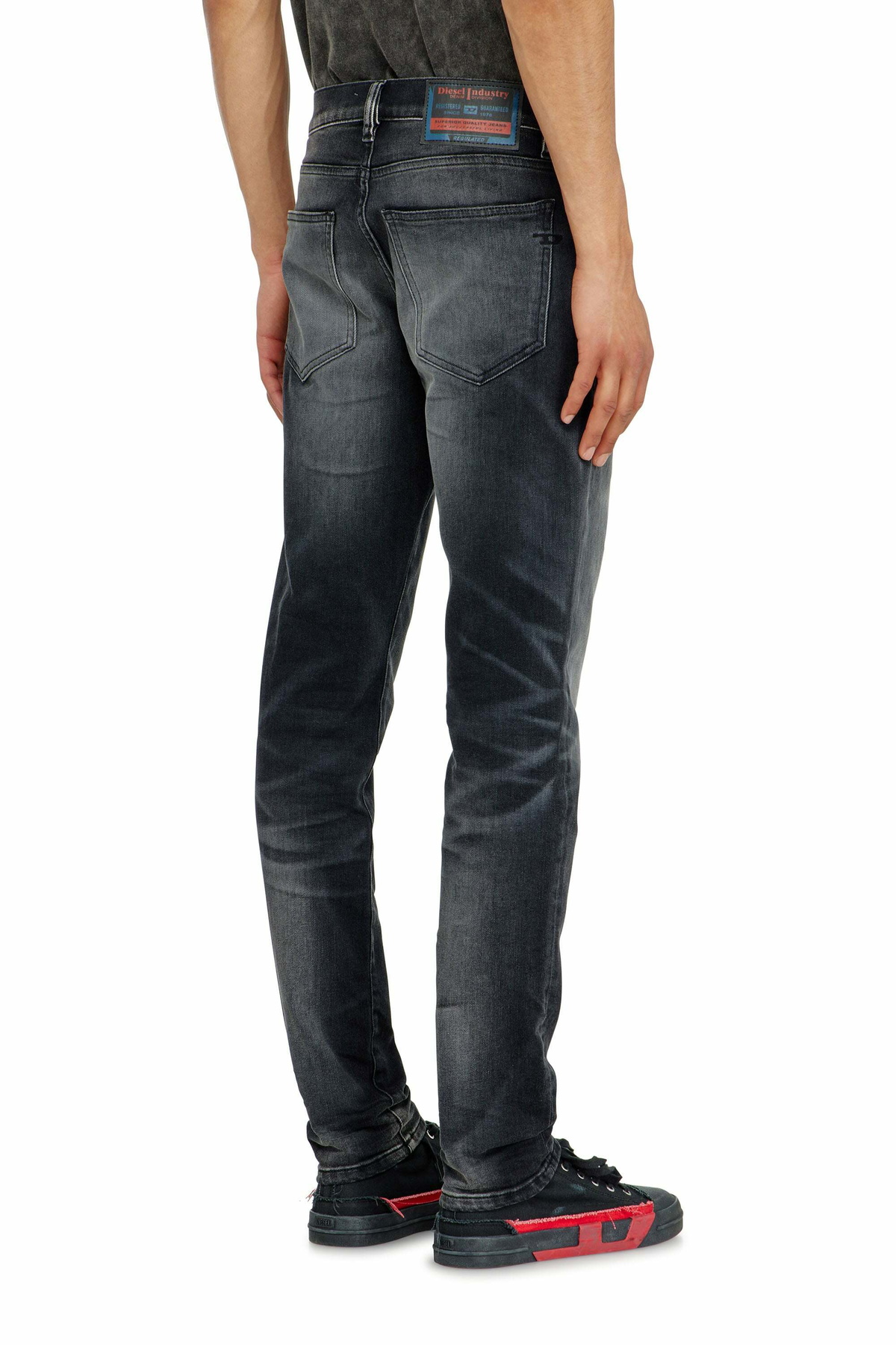 Diesel Slim Jeans Regular Waist 2019 D-Strukt, Black/Dark grey, Zip fly