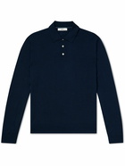 Mr P. - Slim-Fit Merino Wool Polo Shirt - Blue