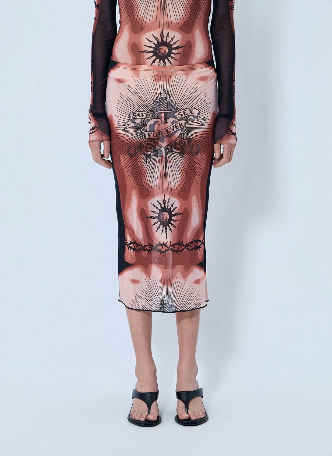 Jean Paul Gaultier Re-Edition Safe Sex Tattoo Long Skirt