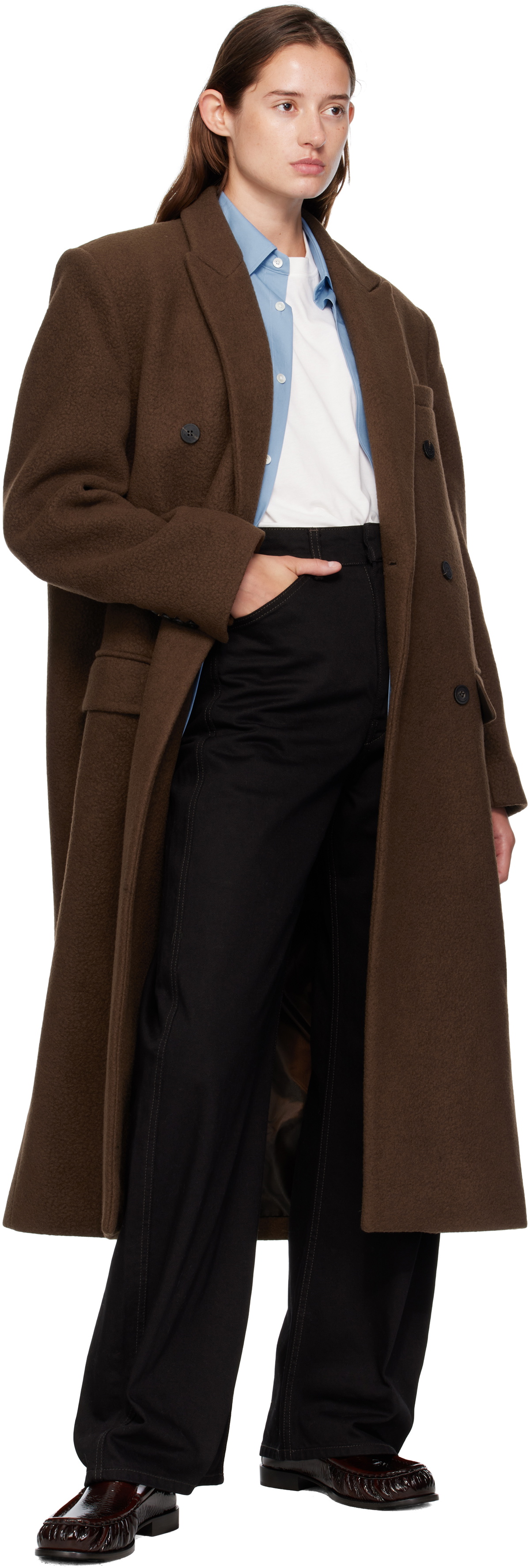 LE17SEPTEMBRE Brown Double Breasted Long Coat