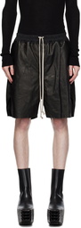 Rick Owens Black Boxer Leather Shorts