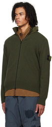 Stone Island Khaki Two-Way Zip Sweater