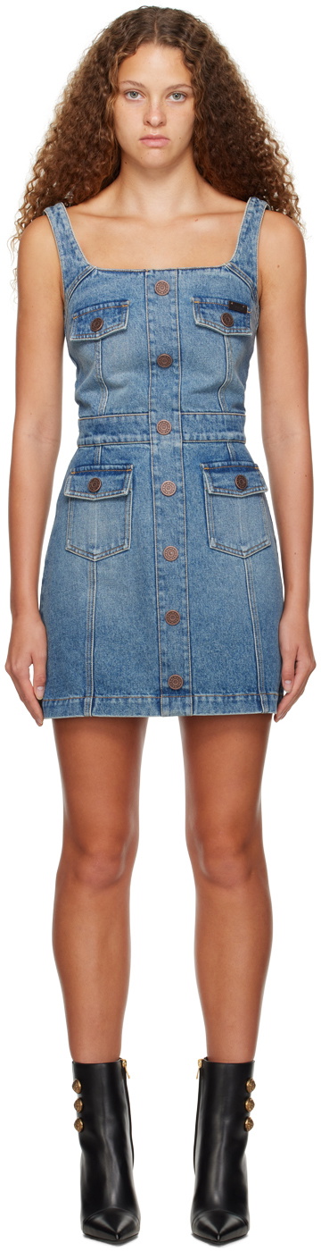 Balmain Blue Faded Denim Minidress Balmain