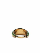 Lizzie Mandler Fine Jewelry 18K Yellow Gold Small Crescent Emerald Hoop Earring