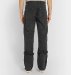 BILLY - Charcoal Buckled Cotton-Canvas Trousers - Gray