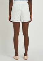 Anine Bing Kam Embroidered Cotton Shorts White