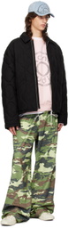 Acne Studios Pink Logo Print Distressed Sweatshirt