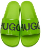 Hugo Green Plastic Match Slide Sandals