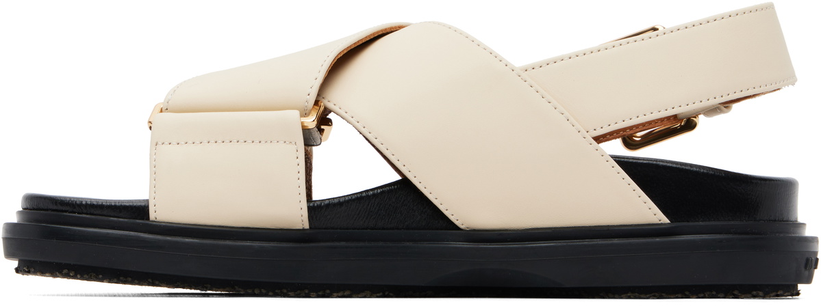Marni Off-White Leather Fussbett Sandals