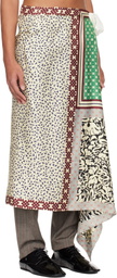 Dries Van Noten Off-White & Green Long Wrap Scarf Skirt