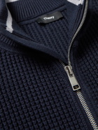 Theory - Gary Waffle-Knit Cotton and Cashmere-Blend Zip-Up Cardigan - Blue