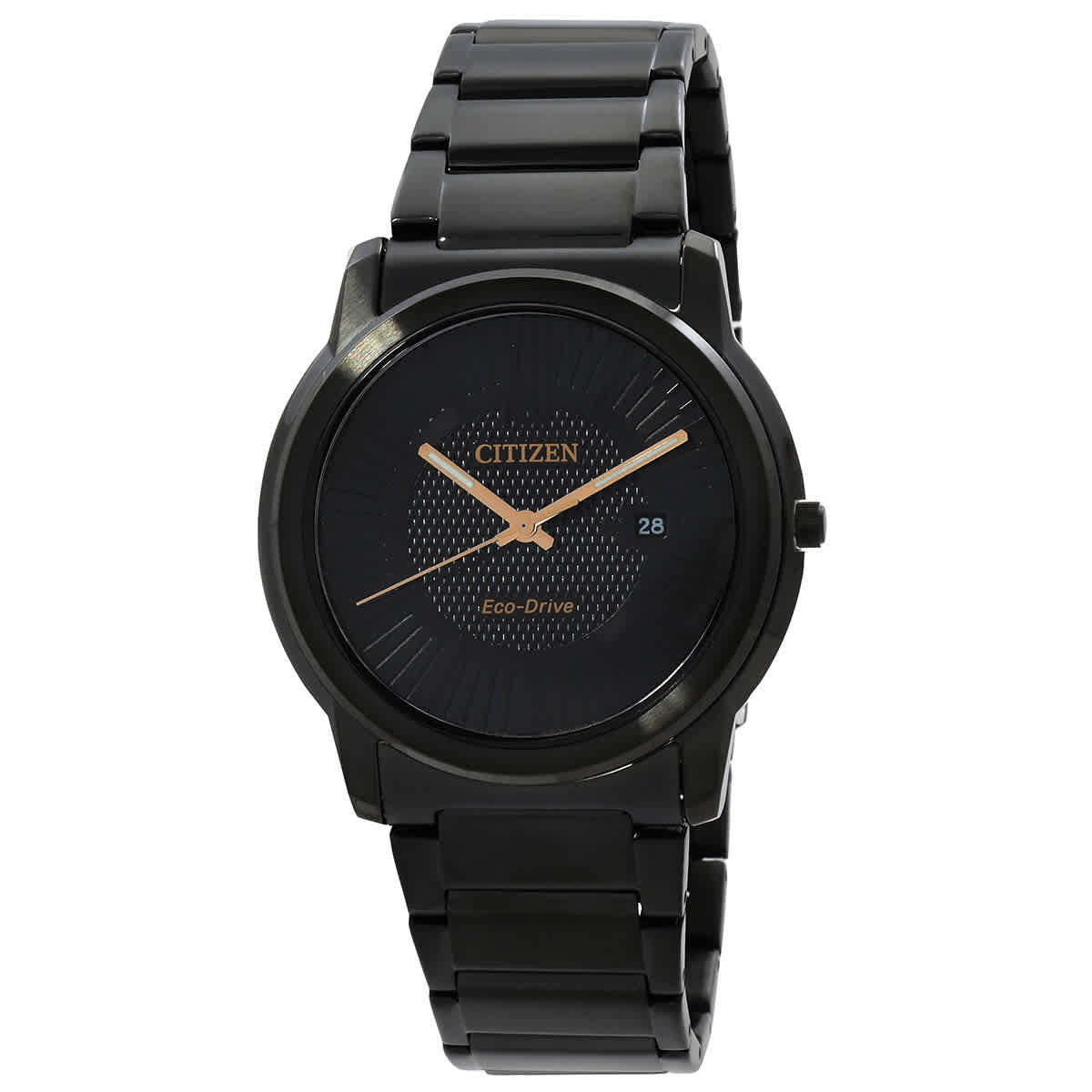 Citizen Eco-Drive Black Dial Stainless Steel Mens Watch AW1217-83E