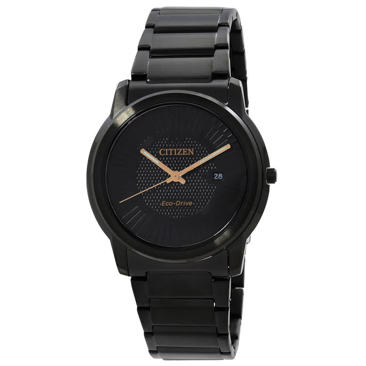 Photo: Citizen Eco-Drive Black Dial Stainless Steel Mens Watch AW1217-83E
