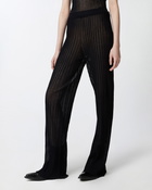 Pinko Lightweight Semi Sheer Ribbed Trousers Limo Black