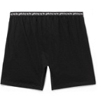 Les Girls Les Boys - Grosgrain-Trimmed Cotton-Jersey Boxer Shorts - Black