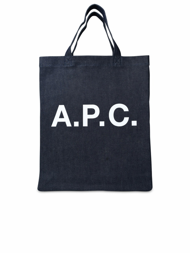 Photo: A.P.C. Logo Print Denim Tote Bag