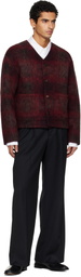 TONYWACK Burgundy V-Neck Cardigan