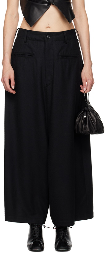 Photo: YOHJI YAMAMOTO Black R-Backside Flare Trousers