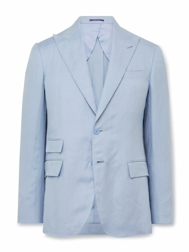 Photo: Ralph Lauren Purple label - Slim-Fit Silk and Linen-Blend Suit Jacket - Blue
