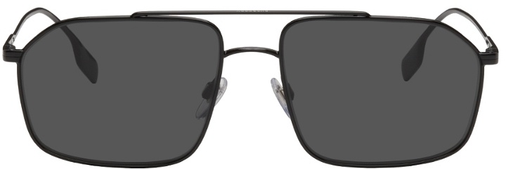 Photo: Burberry Black Icon Stripe Navigator Sunglasses
