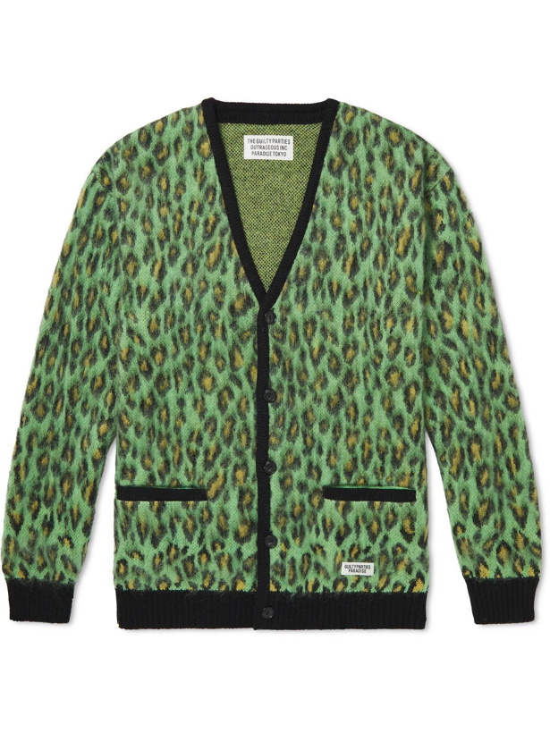 Photo: Wacko Maria - Leopard-Jacquard Knitted Cardigan - Green