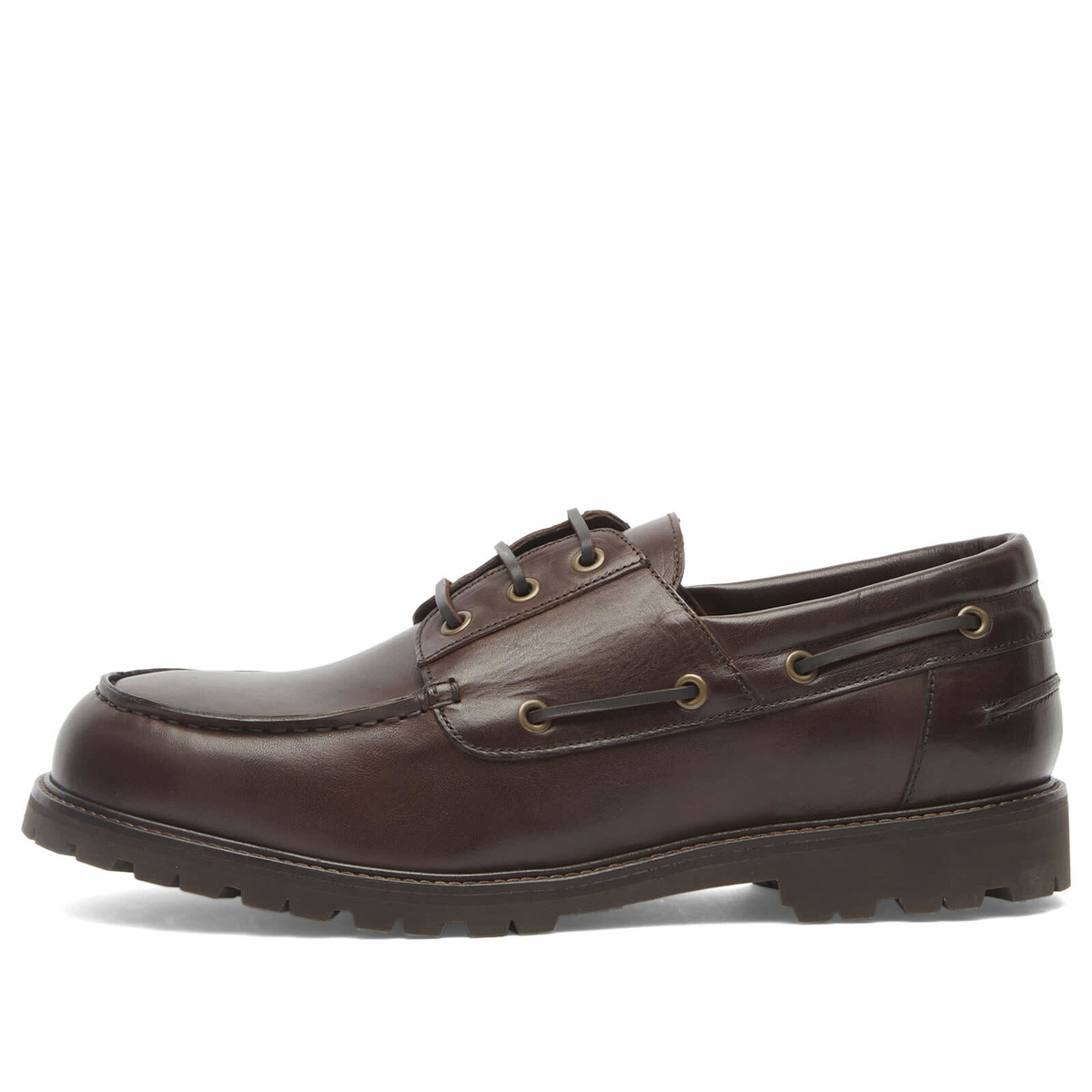 Studio Nicholson Men's Gusto Leather Boat Shoe in Cocoa