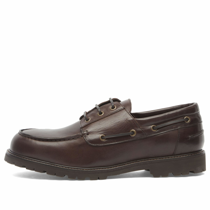 Photo: Studio Nicholson Men's Gusto Leather Boat Shoe in Cocoa