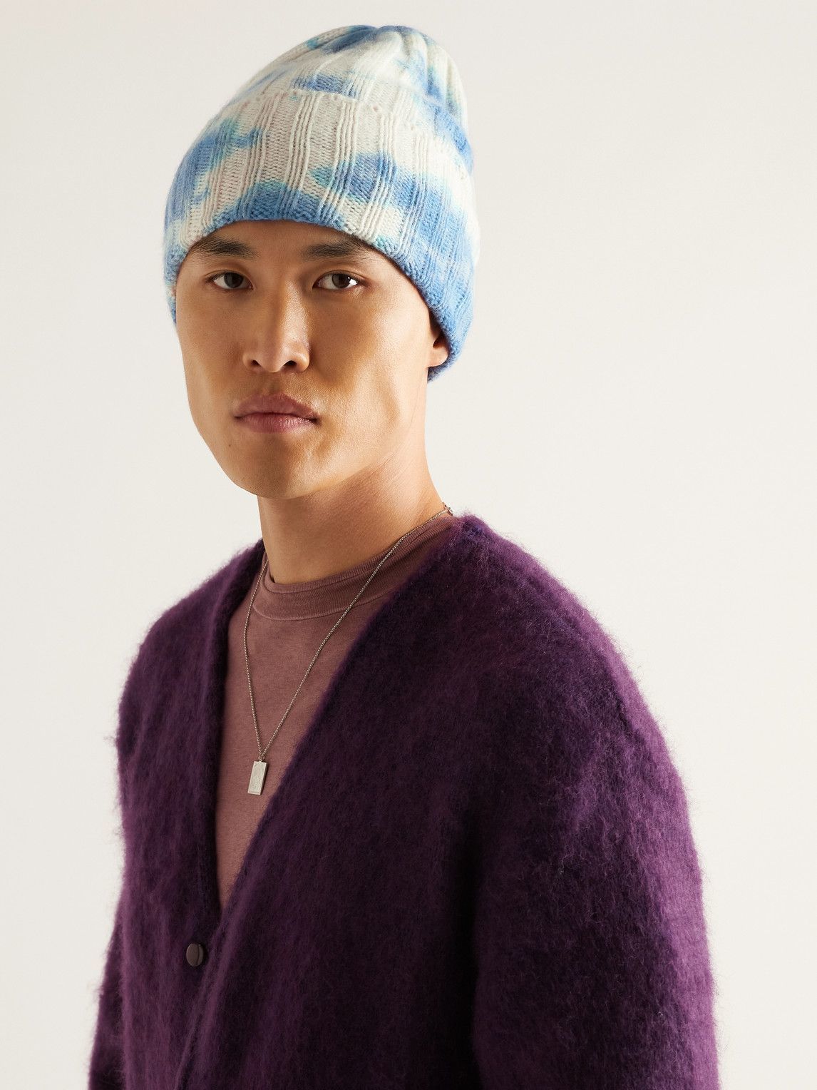 【THE ELDER STATESMAN】tie-dyed ribbed cashmere beanie The Elder Statesman - Tie-Dyed Ribbed Cashmere Beanie The