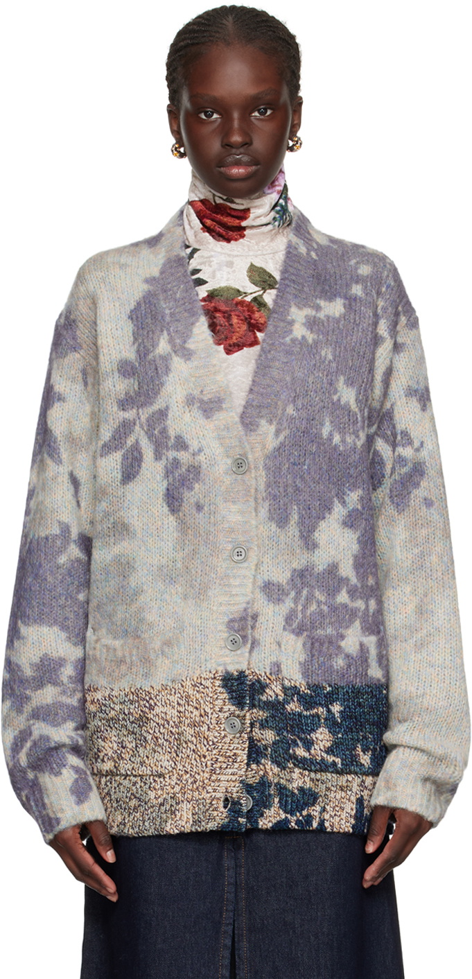 Dries Van Noten Blue Floral Cardigan Dries Van Noten